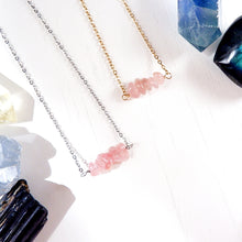 Gemstone Bar Necklace - Madagascar Rose Quartz
