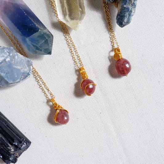 Strawberry Quartz Free-form Necklace | Love and Self Discovery