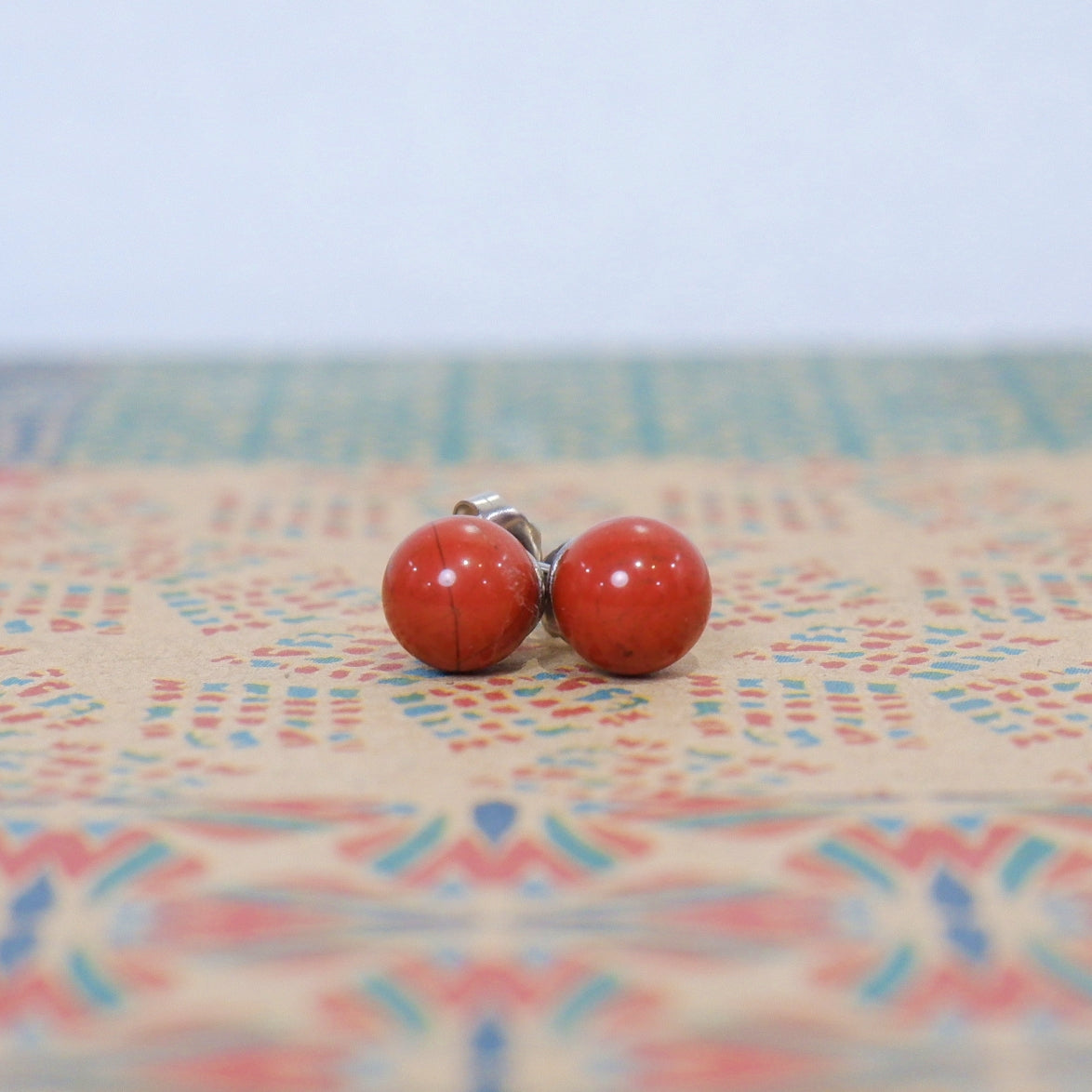 Stud Earrings - Aventurine, Rose Quartz, Carnelian, Onyx, Red Jasper