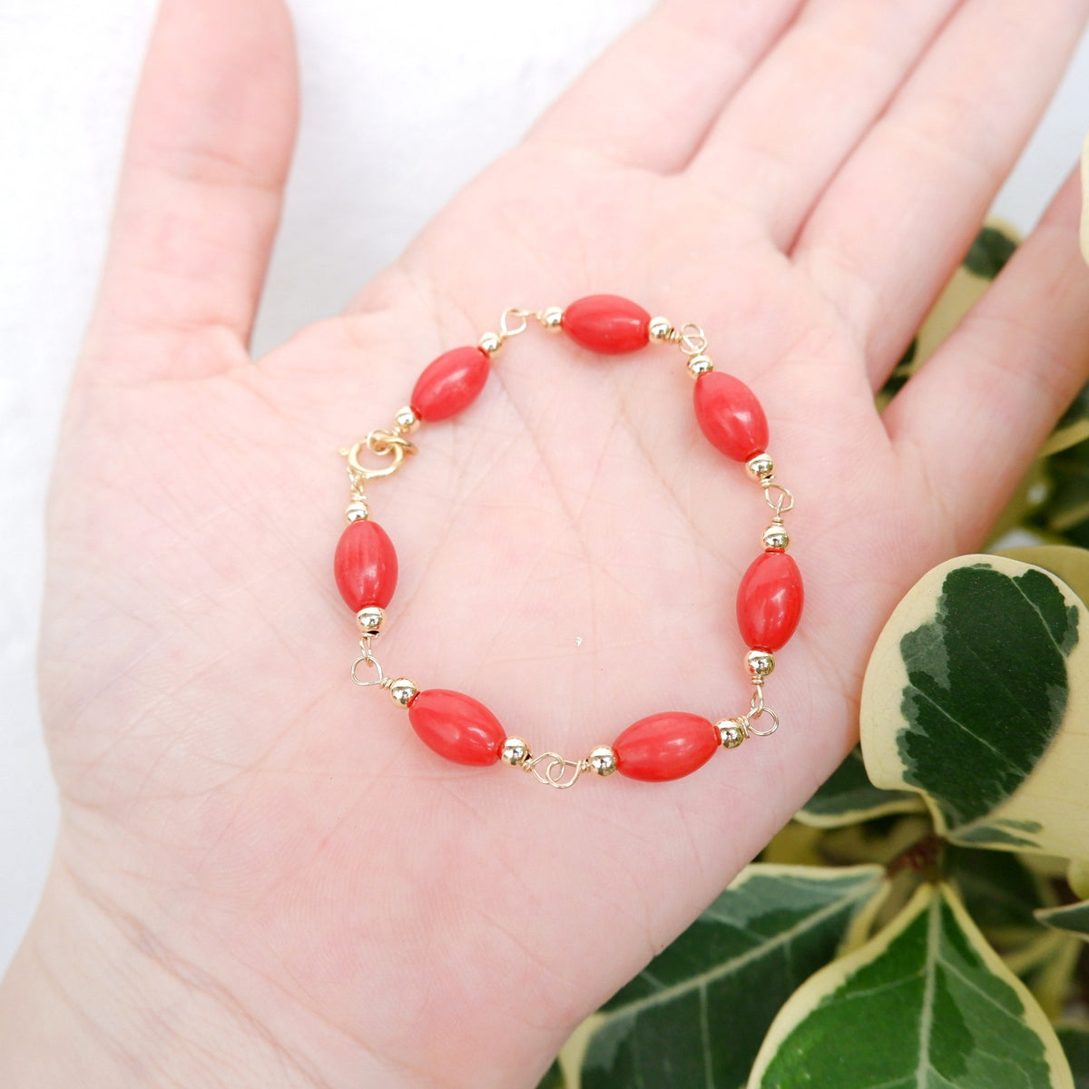 Red Coral Crystal Bracelet
