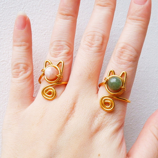 Handmade Cat Crystal Ring - Customizable