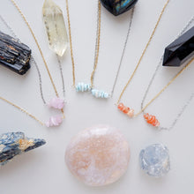 Gemstone Bar Necklace - Kunzite, Golden Sunstone, Larimar