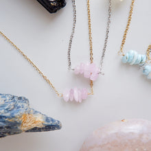 Gemstone Bar Necklace - Kunzite, Golden Sunstone, Larimar