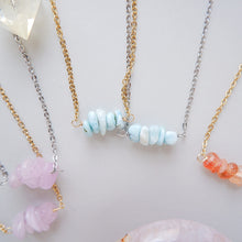 Gemstone Bar Necklace - Kunzite, Golden Sunstone, Larimar