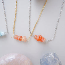 Gemstone Bar Necklace - Kunzite, Golden Sunstone, Larimar