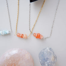 Gemstone Bar Necklace - Kunzite, Golden Sunstone, Larimar