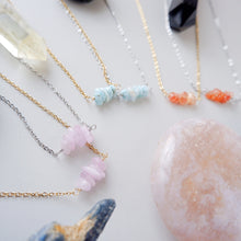 Gemstone Bar Necklace - Kunzite, Golden Sunstone, Larimar