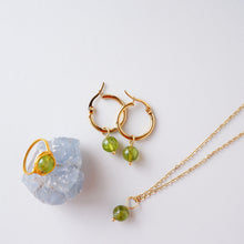 Peridot Crystal Necklace, Ring, Earrings