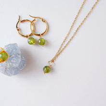 Peridot Crystal Necklace, Ring, Earrings