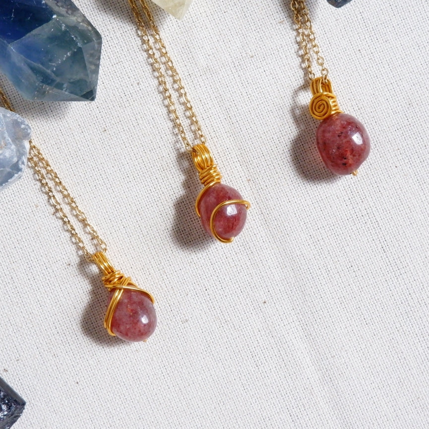 Strawberry Quartz Free-form Necklace | Love and Self Discovery