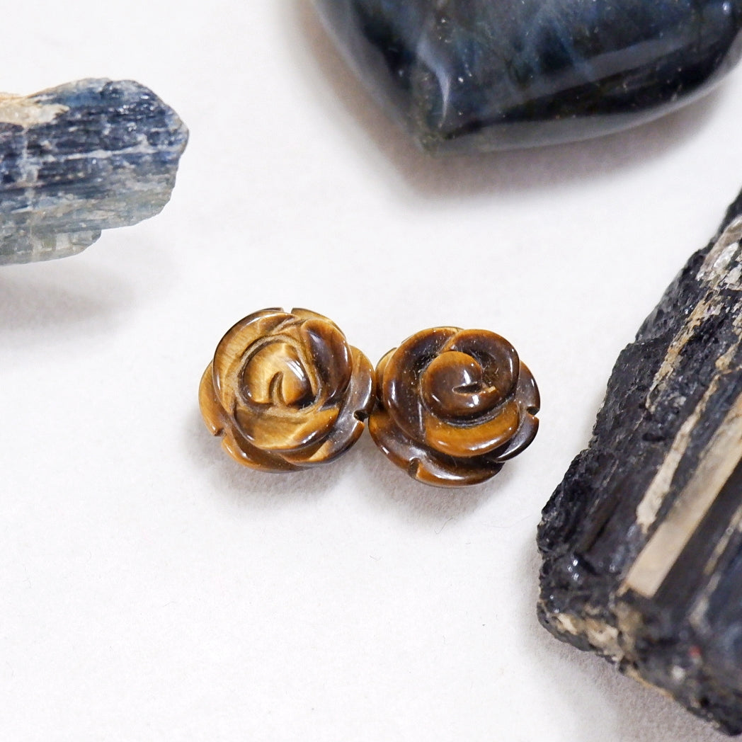 Crystal Rose Stud Earrings – Handmade Carved Crystal Jewelry | Made by KCA