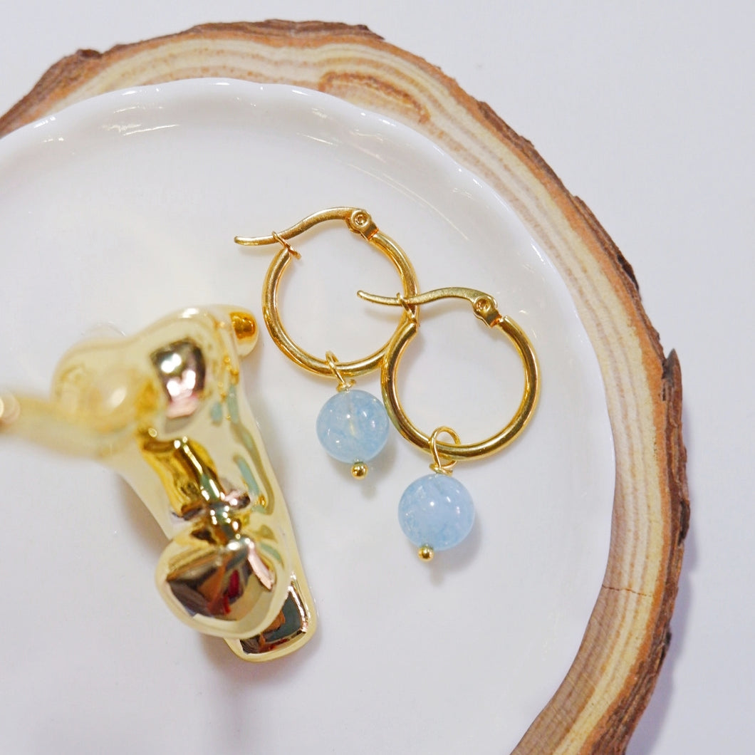 Aquamarine Hoop Earrings