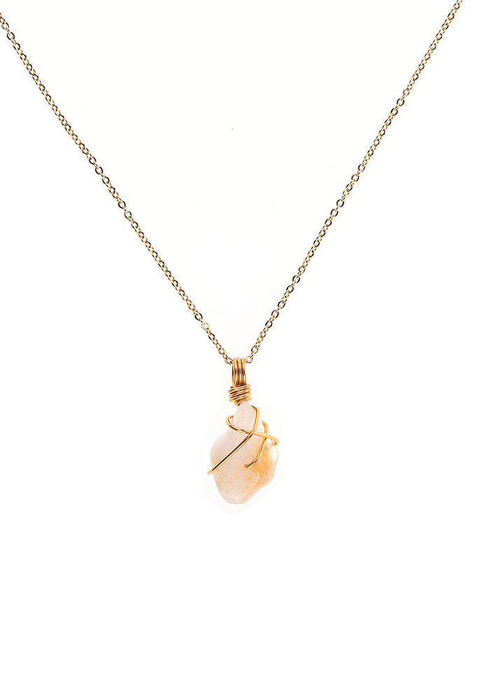 Free-form Citrine Yellow Quartz Necklace