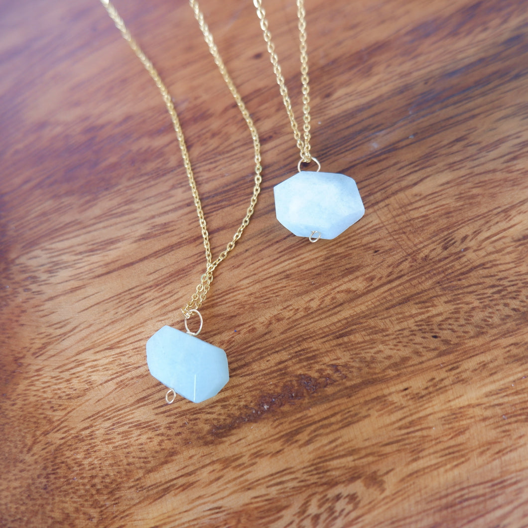 Aquamarine Cubic Key Necklace