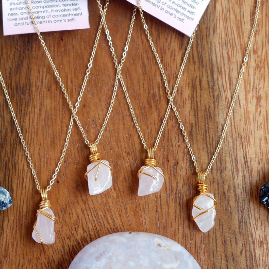 Free-form Rose Quartz Necklace
