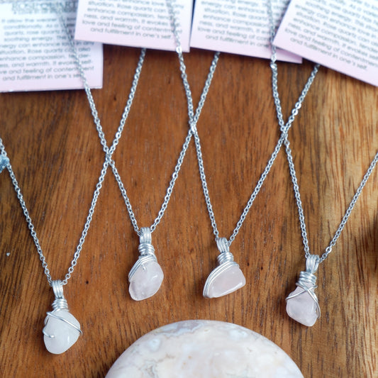 Free-form Rose Quartz Necklace