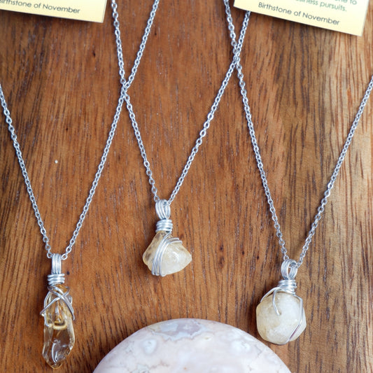 Free-form Citrine Yellow Quartz Necklace