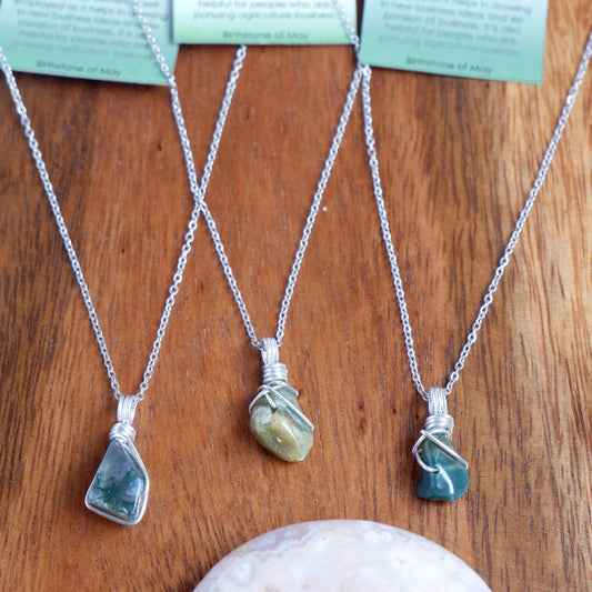 Free-form Moss Agate Necklace