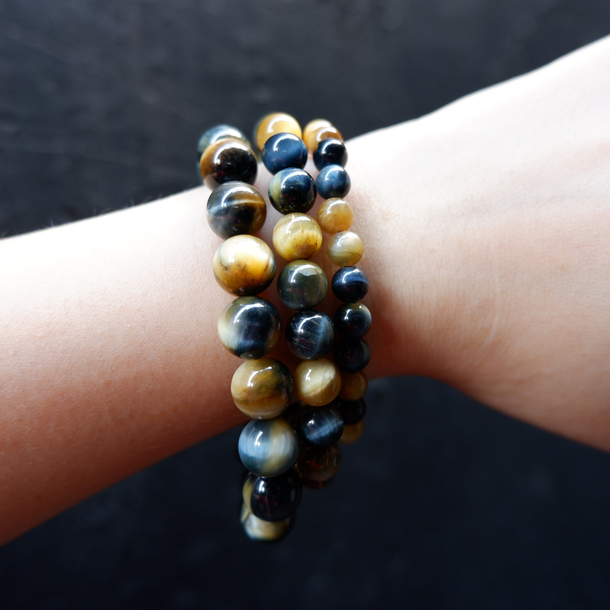 Blue Yellow Tiger's Eye Crystal Bracelet