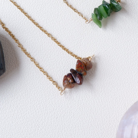 Gemstone Bar Necklace - Pietersite