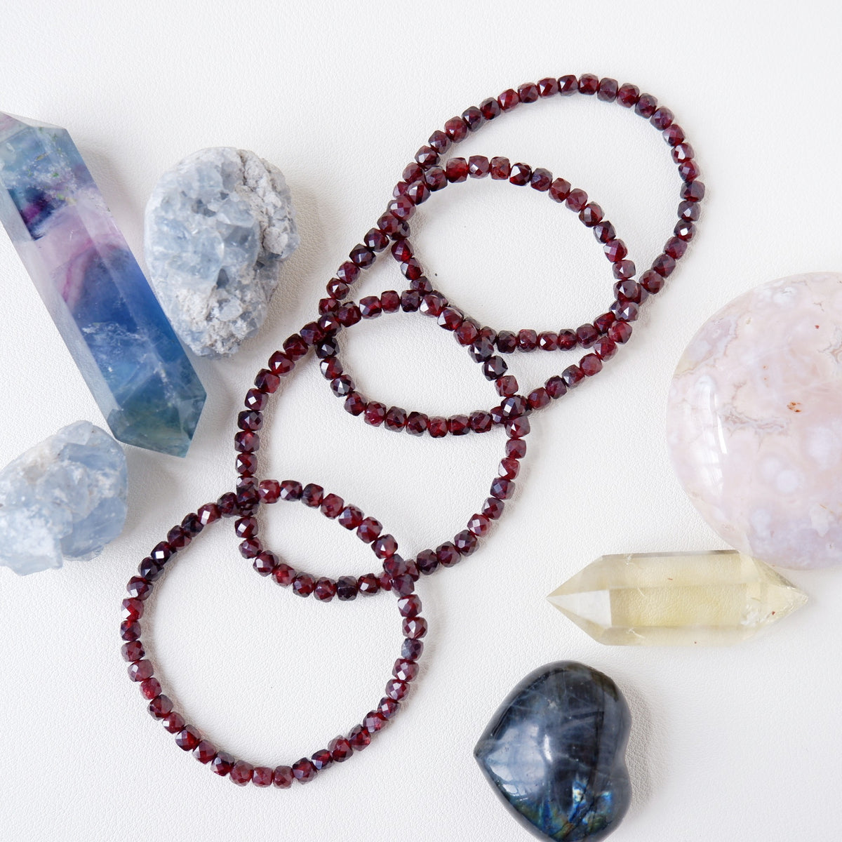 Garnet Cube Faceted Bracelet