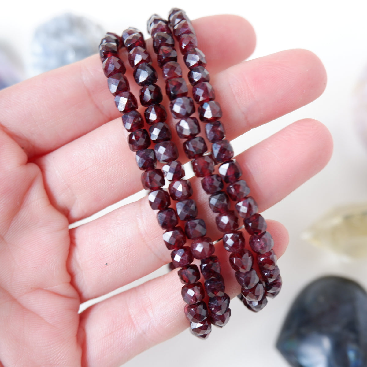 Garnet Cube Faceted Bracelet