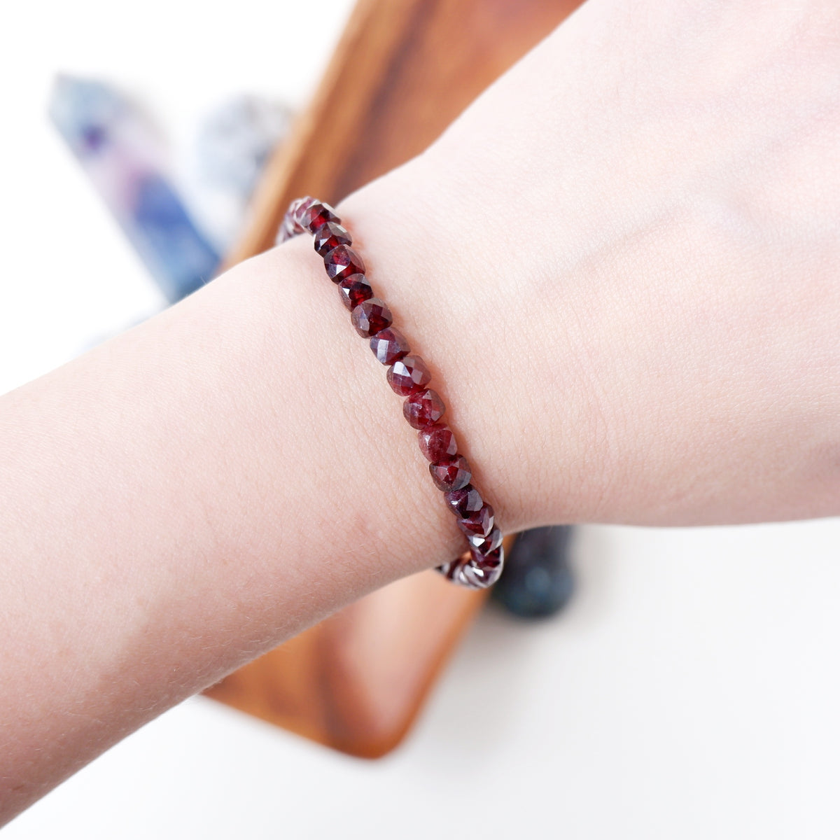 Garnet Cube Faceted Bracelet