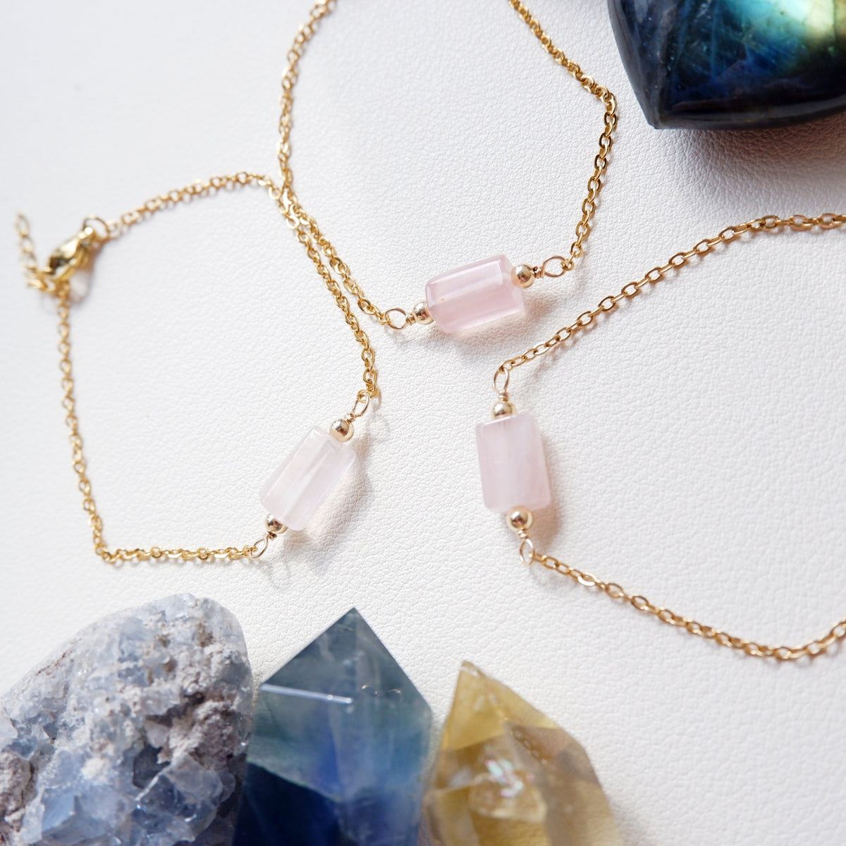 Diana Tube Bracelet - Rose Quartz