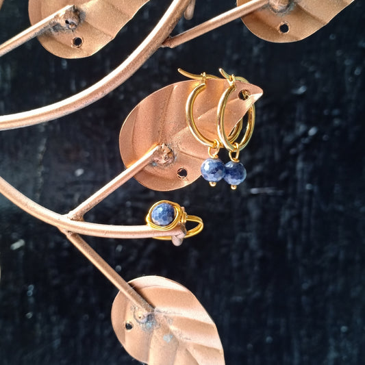 Blue Sapphire - Necklace, Earrings, Ring