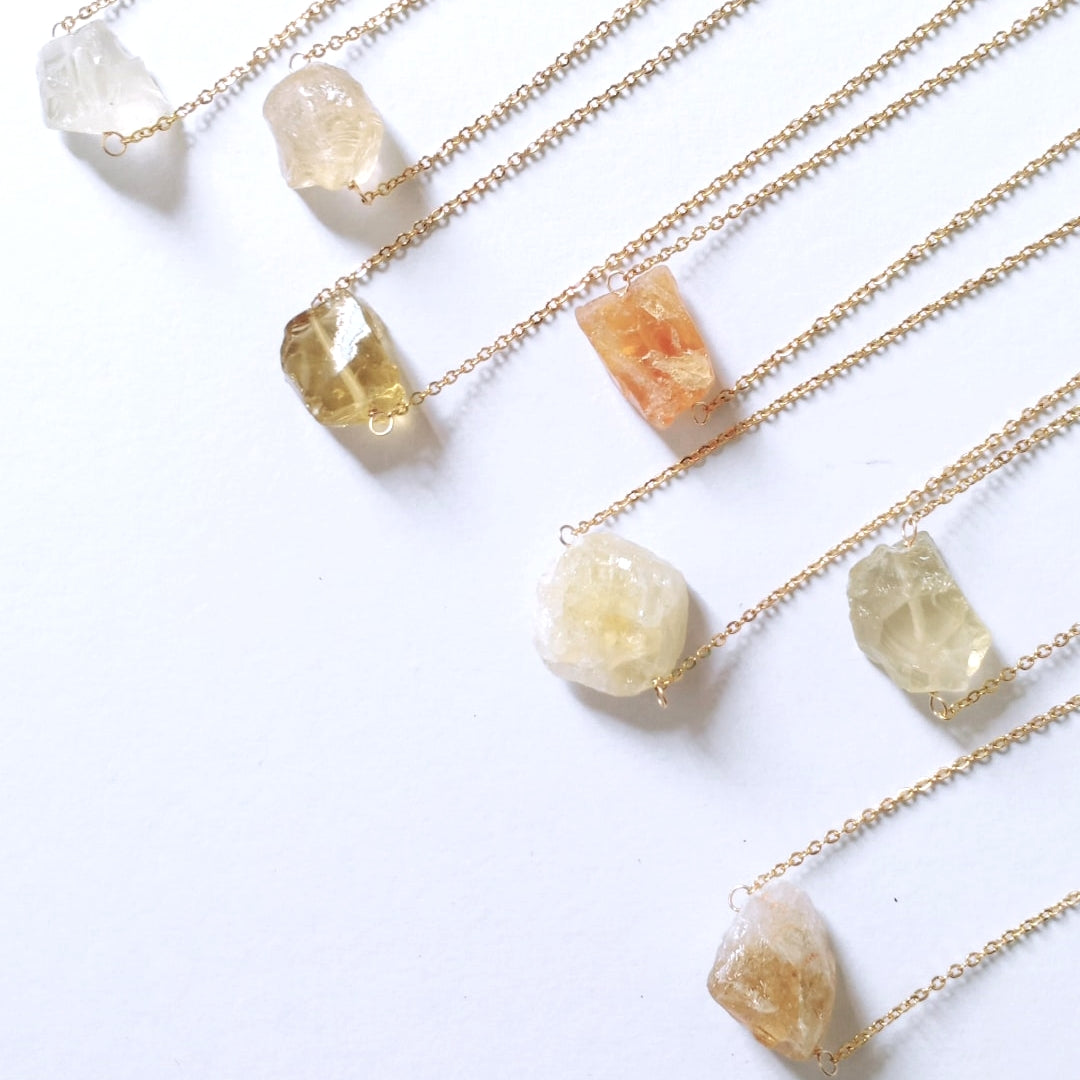 Raw Stone Necklace - Amethyst, Citrine, Rose Quartz, Prehnite, Green Aventurine