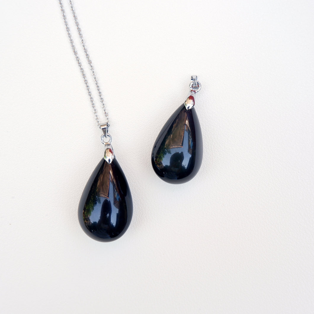 Pendant Series - Obsidian Teardrop Shape