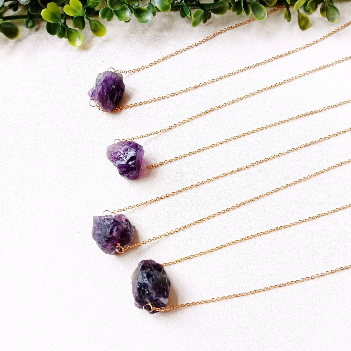 Raw Stone Necklace - Amethyst, Citrine, Rose Quartz, Prehnite, Green Aventurine