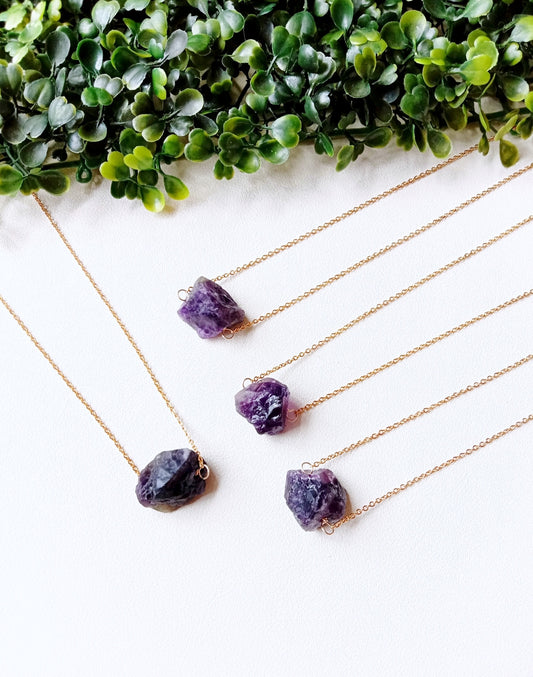 Dark Amethyst Raw Crystal Necklace