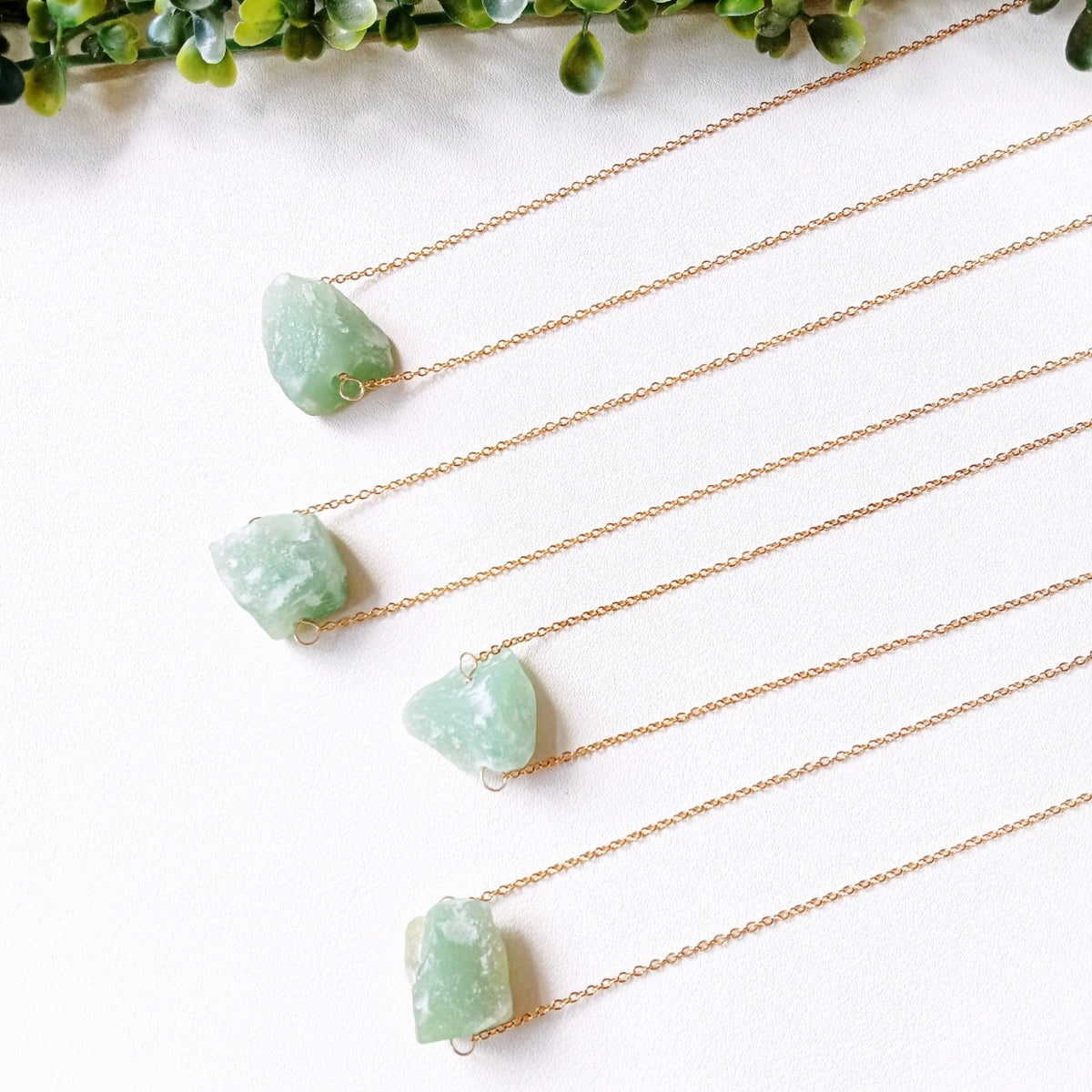 Raw Stone Necklace - Amethyst, Citrine, Rose Quartz, Prehnite, Green Aventurine