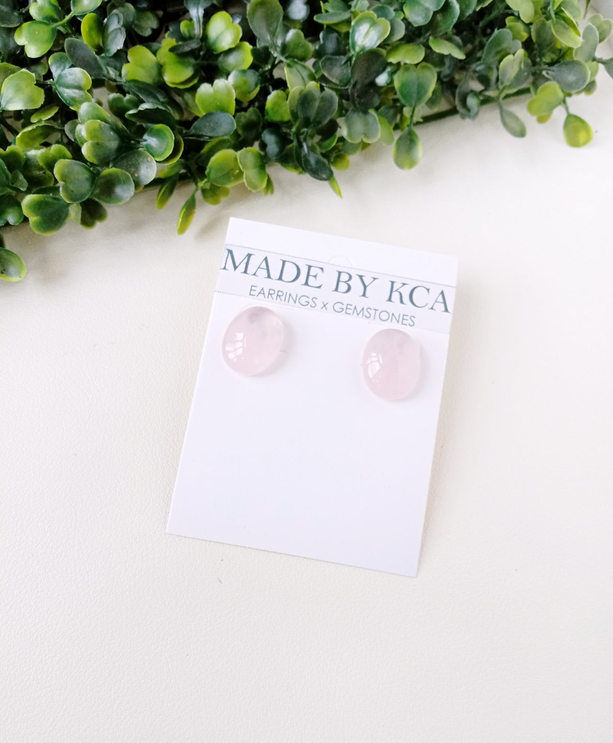 Rose Quartz Oval Stud Earrings