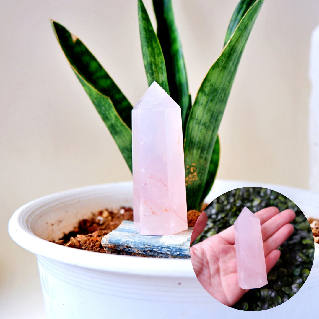 Rose Quartz Terminated Tower Crystal