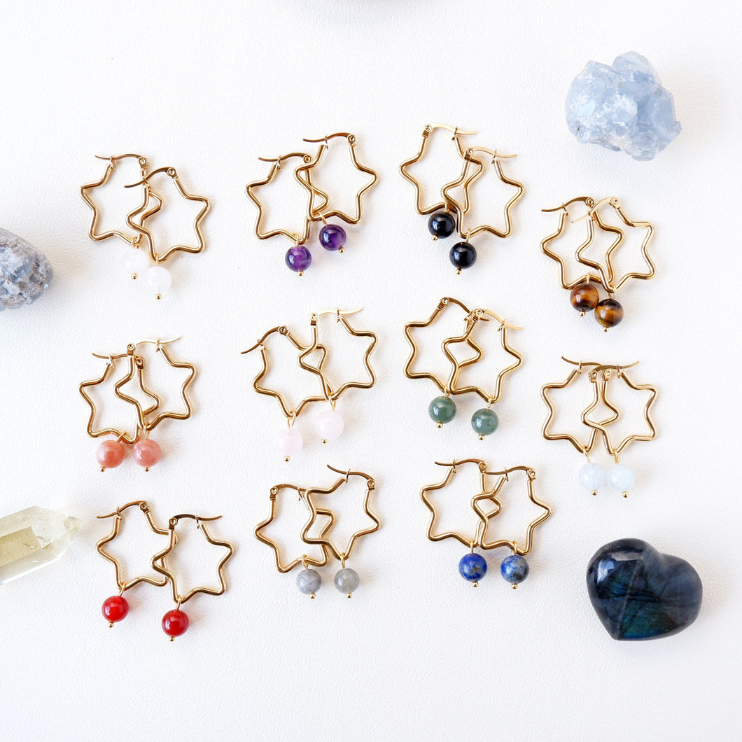 Star and Oval Earrings