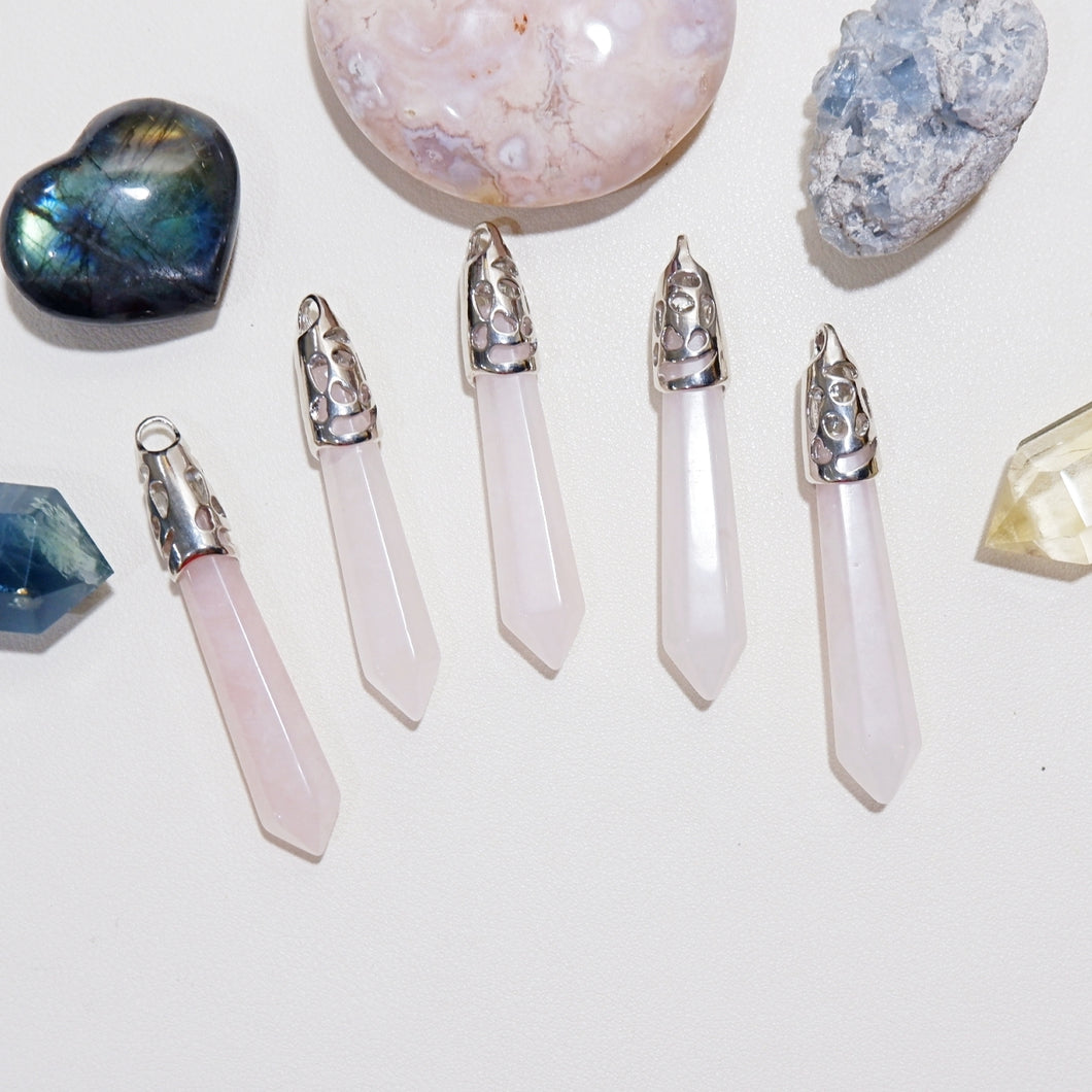 Rose Quartz Icicle Necklace - Pendant Series