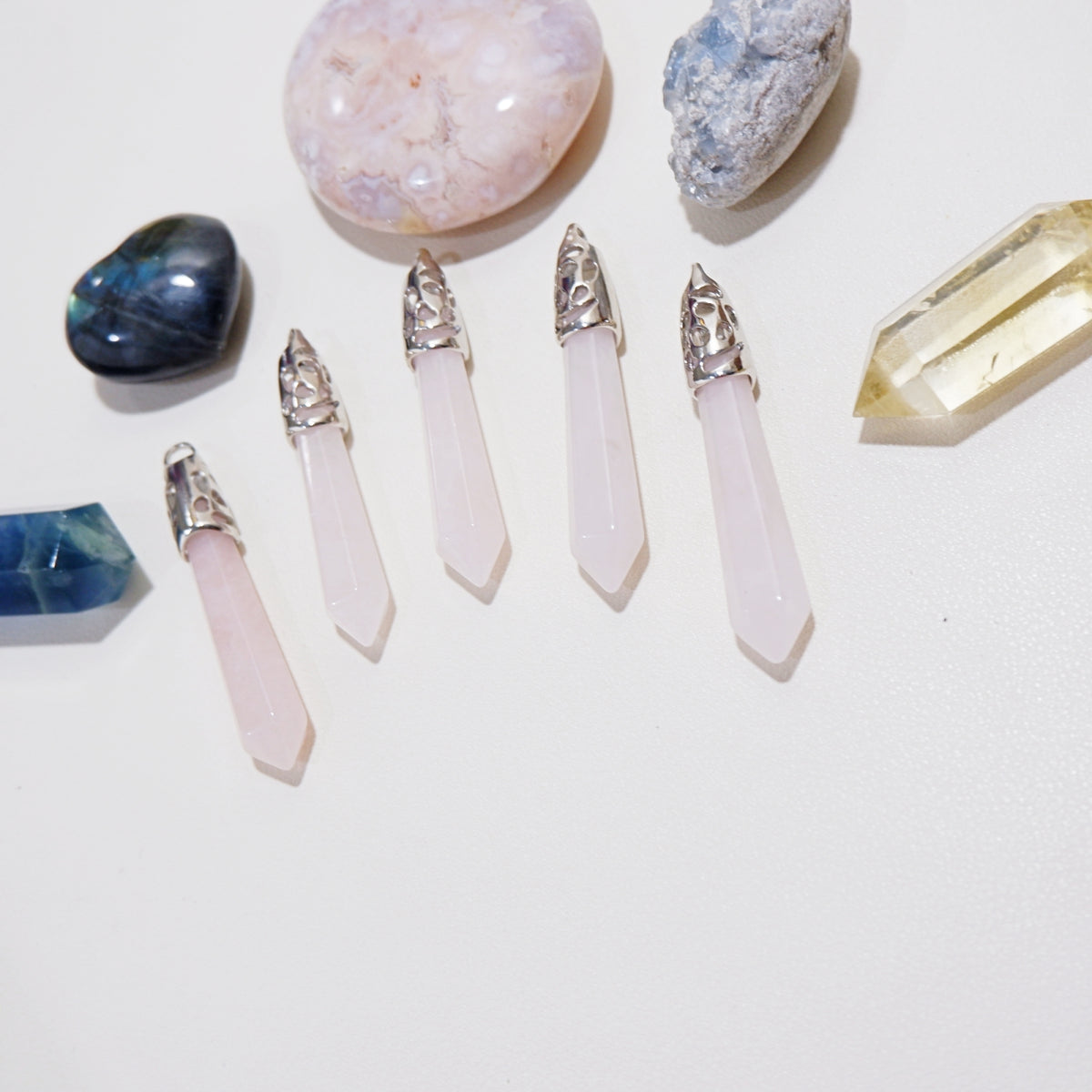 Rose Quartz Icicle Necklace - Pendant Series