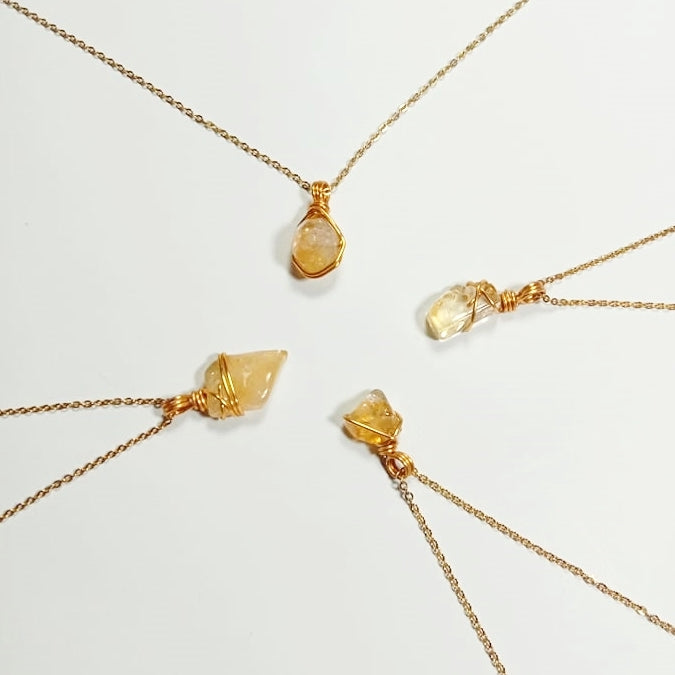 Free-form Citrine Yellow Quartz Necklace