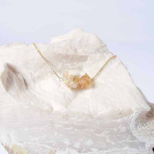 Gemstone Bar Necklace - Citrine Yellow Quartz