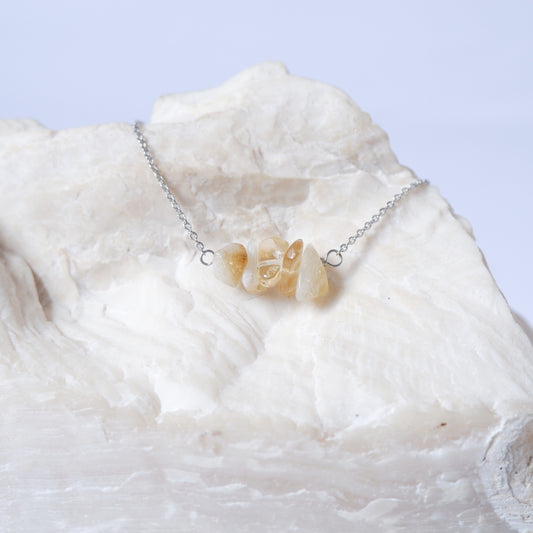 Gemstone Bar Necklace - Citrine Yellow Quartz