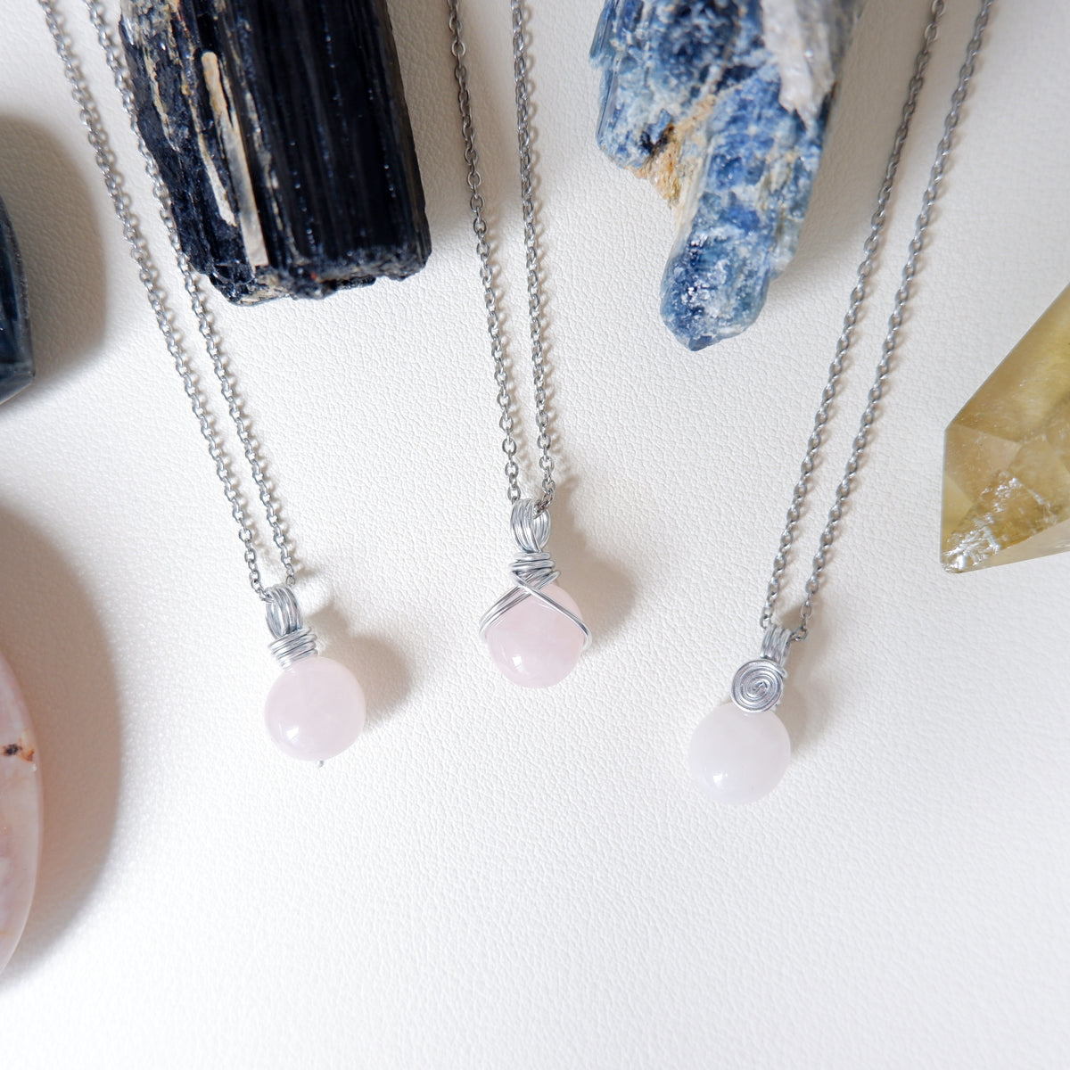 Free-form Rose Quartz Necklace - Oval