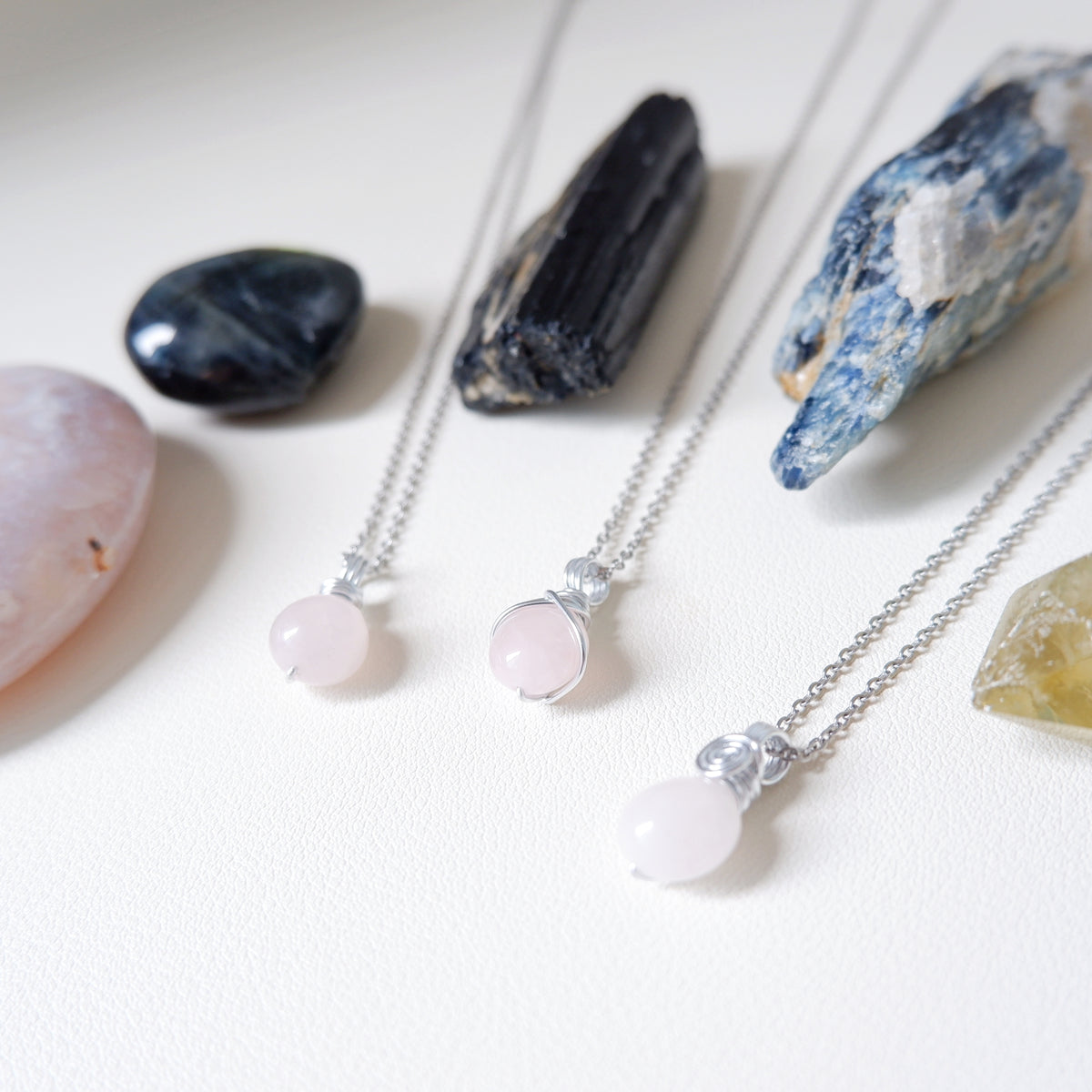 Free-form Rose Quartz Necklace - Oval