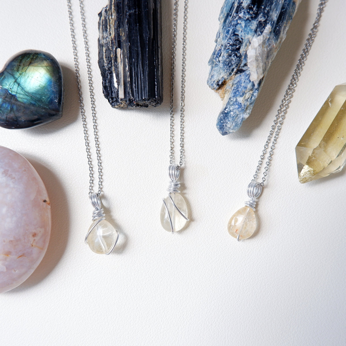 Free-form Citrine Yellow Quartz Necklace - Oval