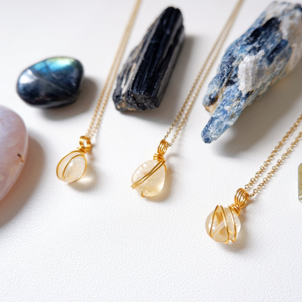 Free-form Citrine Yellow Quartz Necklace - Oval