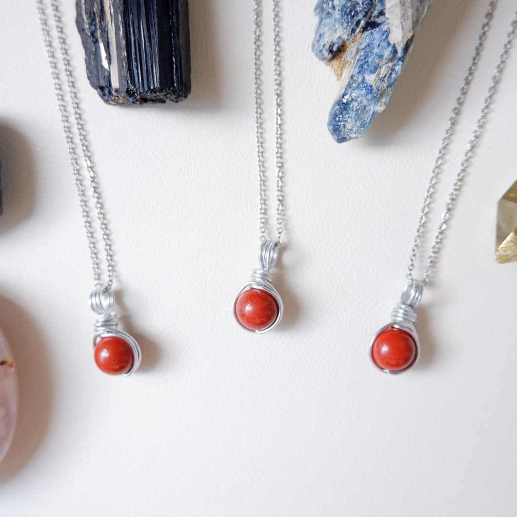 Dew Necklace - Red Jasper
