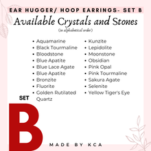 Crystal Hoop and Ear Hugger Earrings – Gold or Silver Stainless Steel with Natural Gemstones (Customizable)
