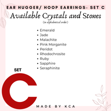 Crystal Hoop and Ear Hugger Earrings – Gold or Silver Stainless Steel with Natural Gemstones (Customizable)