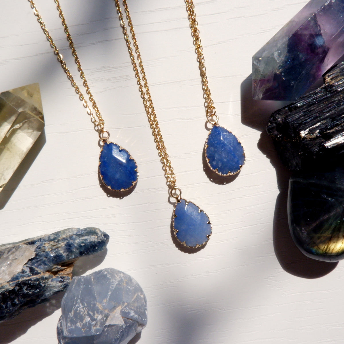 Andrea Necklace - Blue Aventurine, Orange Aventurine, Rhodonite